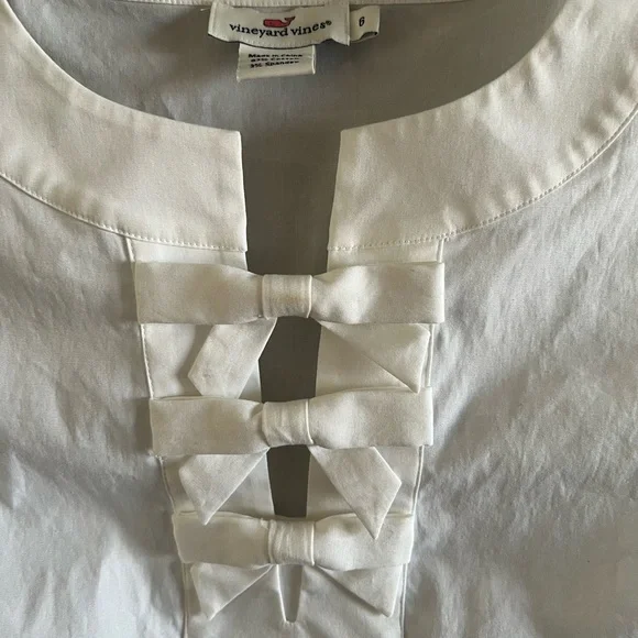 Vineyard Vines White Tie Front Bib Collar Blouse - Picture 2 of 4